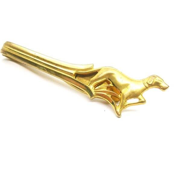 Vintage Tie Bar Money Clip Hunting Dog Pointer gold tone Necktie Holder - Picture 1 of 3